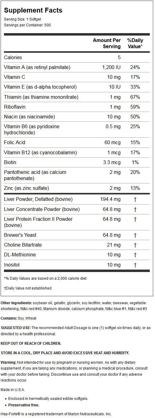 Hep-Forte Hepatic-Lipotropic Nutritional Support 500 Sgels : Health & Household