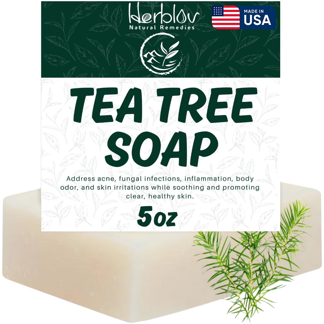 Tea Tree Soap – Natural Defense Tea Tree Oil Soap Bar For Face & Body – Remedy Fights Acne, Skin Irritation, And Prevents Breakouts – Deeply Cleansing, Hydrating Cleanser For Calm, Fresh Skin