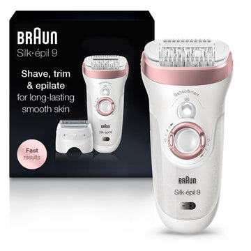 Braun Epilator Silk-Épil 9 9-720, Hair Removal Device, Epilator For Women, Wet/Dry, Waterproof, 3-In-1 Epilate, Shave, Or Trim, Salon-Like Smooth Skin, Womens Shaver & Trimmer, Cordless, Rechargeable