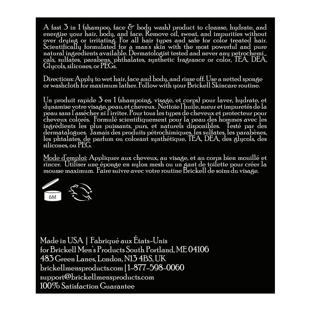 Brickell Men'S Rapid Wash, Natural And Organic 3 In 1 Body Wash Gel For Men, 16 Ounce, Evergreen Scent : Beauty & Personal Care
