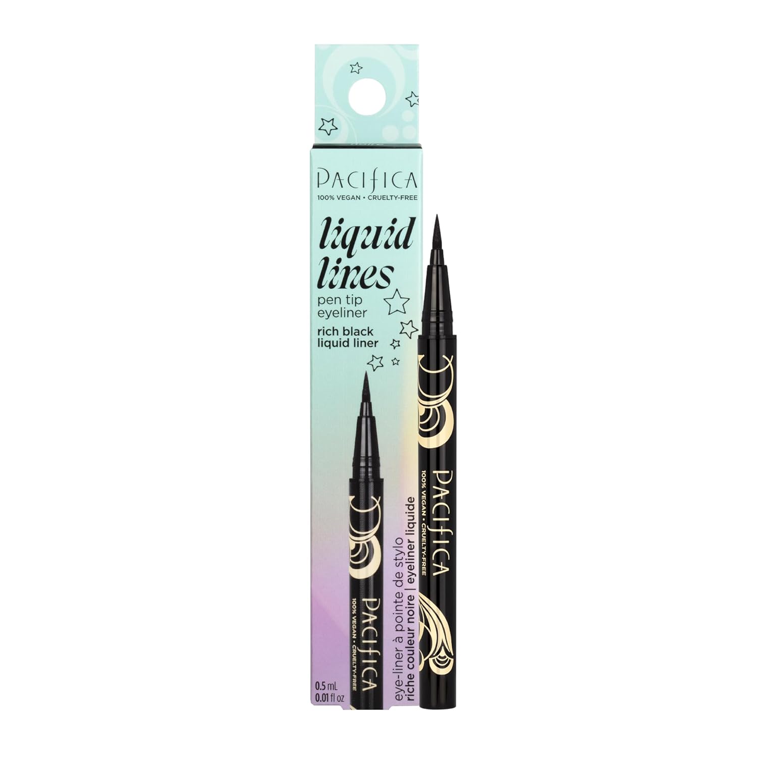 Pacifica Beauty Liquid Lines Pen Tip Eyeliner, Makeup, Liquid Eye Liner, Eye Makeup, Black Eyeliner, Smudge Proof, Matte Finish, Precise Application, Eyeliner Pen, Vegan, 0.01 Fl Oz (1 Count)