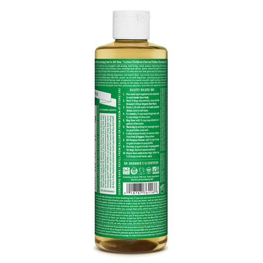 Dr. Bronner’s - Pure-Castile Liquid Soap (Almond, 16 ounce) - Made with Organic Oils, 18-in-1 Uses: Face, Body, Hair, Laundry, Pets and Dishes, Concentrated, Vegan, Non-GMO