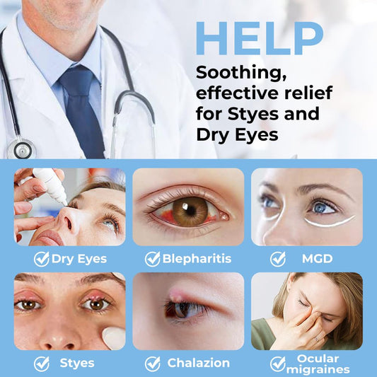 Aroma Season Heated Eye Mask For Dry Eyes, Warm Eye Compress With Flaxseed For Mgd, Dry Eye Syndrome, Fsa Hsa Eligible, Chalazion Blepharitis Stye Eye Treatment, Steam Moist To Unclog Glands (Blue)