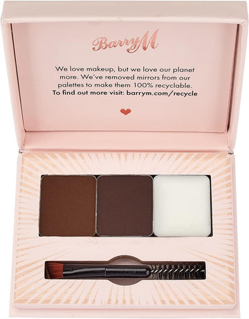 Barry M Cosmetics Fill And Shape Brow Kit Palette, With Styling Soap, Shade Dark