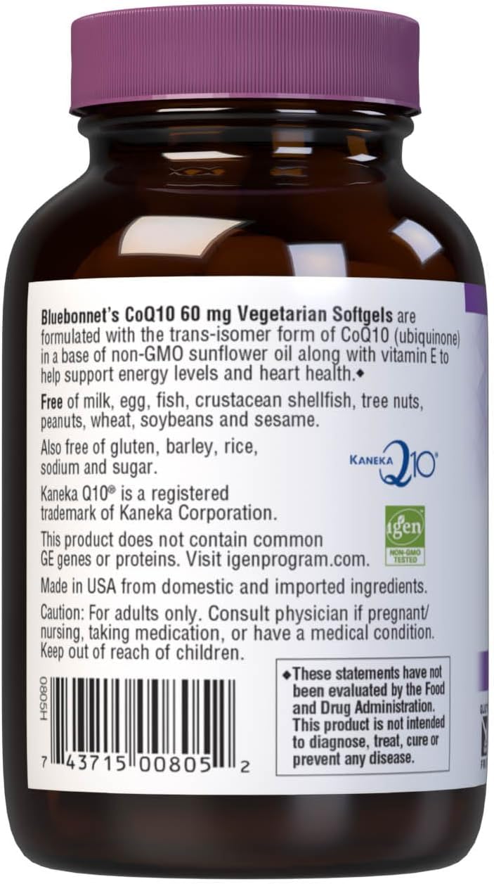 Bluebonnet Coq-10 Vegetarian Softgels, 60 Mg, 60 Count