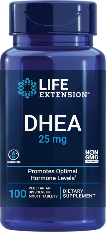 Life Extension Dhea 25 Mg – For Hormone Balance, Immune Support, Sexual Health And Anti-Aging - Supports Memory & Mood - Non-Gmo, Gluten-Free, Vegetarian - 100 Dissolve-In-Mouth Tablets