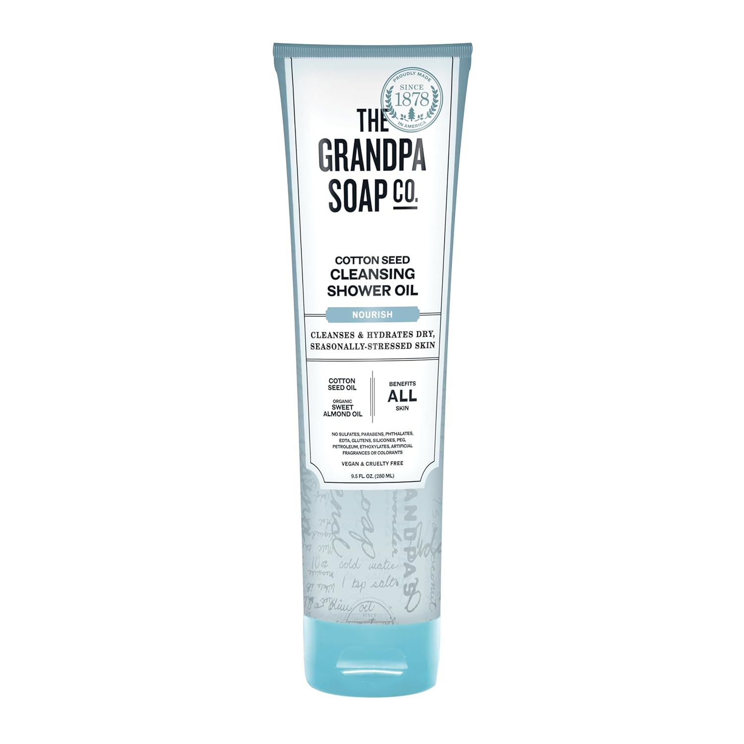 The Grandpa Soap Company Cottonseed Oil Body Wash Cottonseed + Organic Sweet Almond Oils | Clean, Vegan & Cruelty Free Formula | Nourishing Body Soap For Sensitive Skin | 9.5 Fl. Oz. Tube