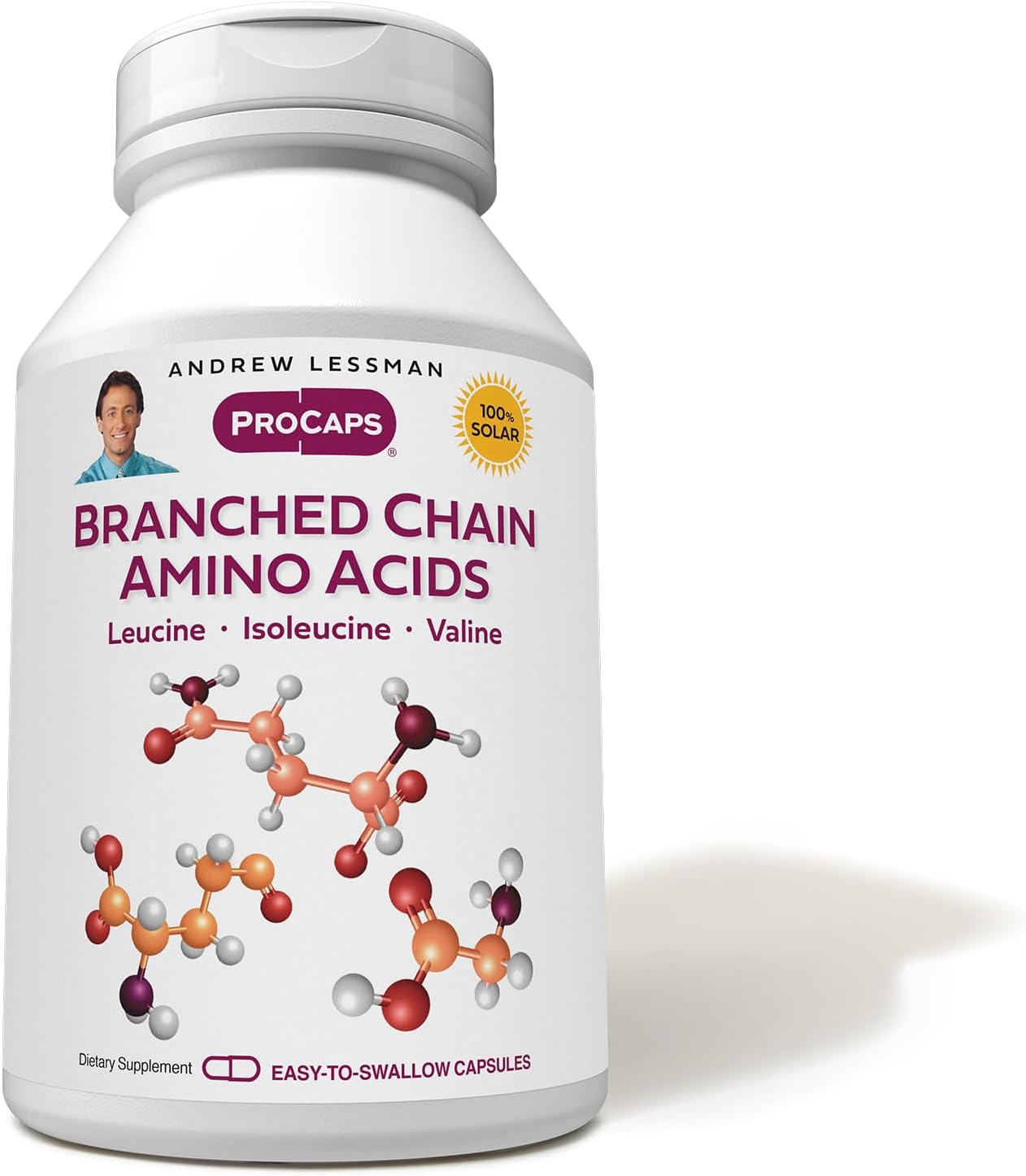 Andrew Lessman Branched Chain Amino Acids 180 Capsules - Pure, Free-Form Essential Bcaa Formula: Leucine, Isoleucine And Valine. Hypoallergenic. Easy-To-Swallow Capsules. No Additives