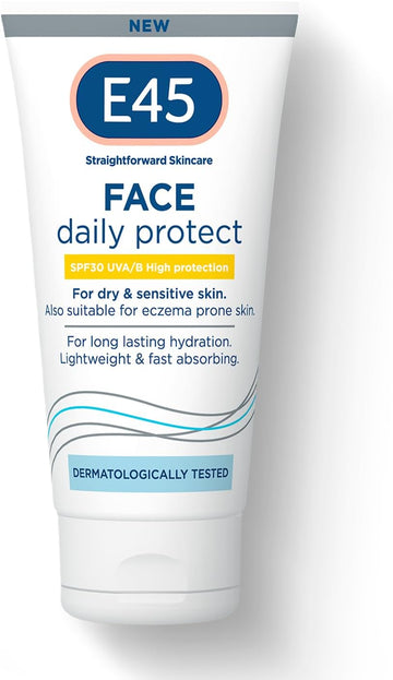 E45 SPF Face Moisturiser - Hydrating Facial Moisturiser SPF 30 Protection Against UVA & UVB Rays - SPF Face Cream for Dry Skin, Sensitive Skin and Eczema Prone Skin - SPF Day Cream 50 ml