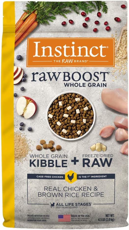 Instinct Raw Boost Whole Grain Real Chicken & Brown Rice Recipe Natural Dry Dog Food, 4.5 lb. Bag
