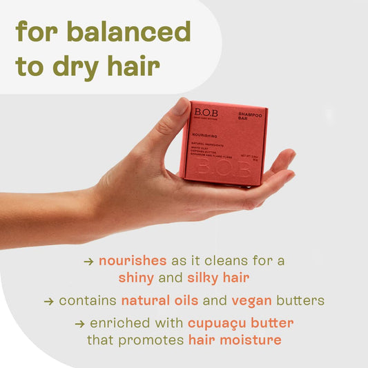 B.O.B Bars Over Bottles Shampoo Bar | Nourishing Solid Shampoo | Ph Balanced For Dry Hair | Eco-Friendly, Vegan, Waterless, Solid