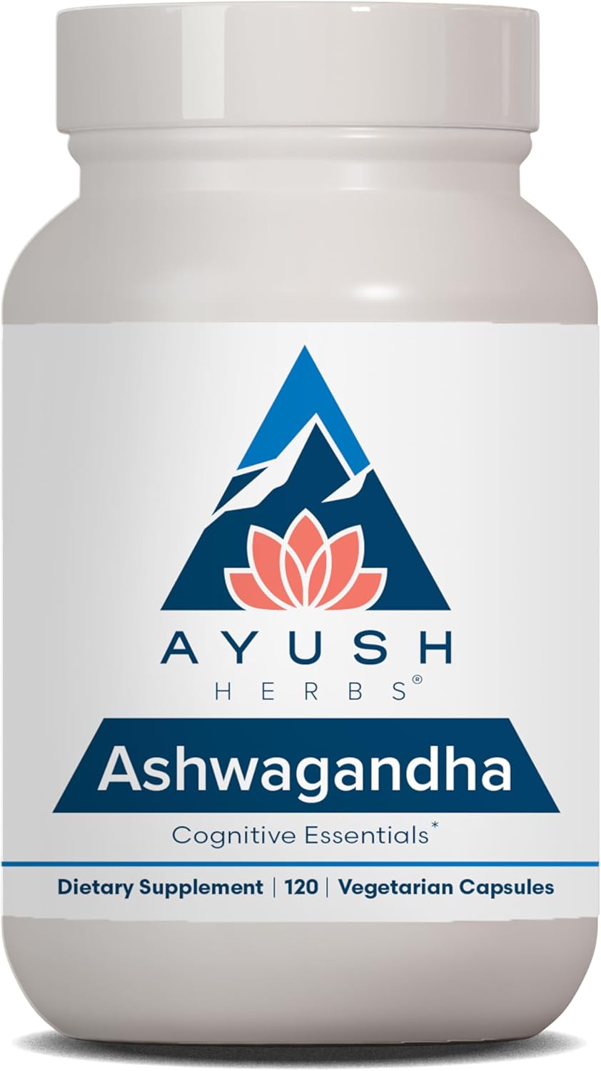 Ayush Herbs Ashwagandha Capsules - Ashwagandha For Men & Women, Ashwagandha Supplements, Pure Ashwagandha Root Powder For Stress, 500Mg Per Pill - 120 Vegetarian Caplets (1 Count)