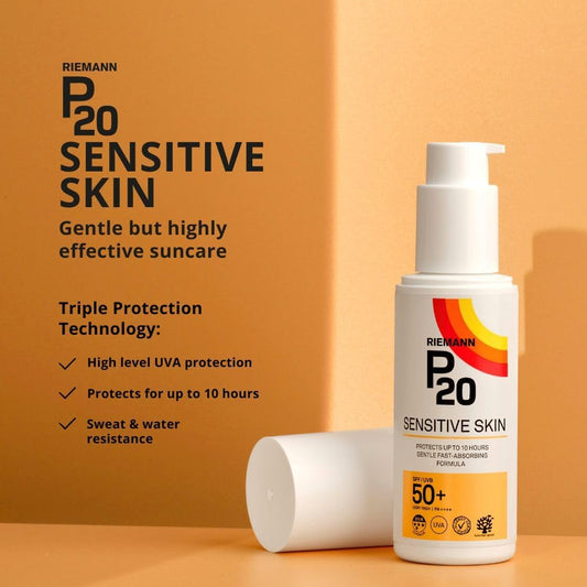 Riemann P20 Spf50 Sensitive Sun Cream 200Ml, High Level Uva Protection For Up To 10 Hours, Allergy Certification, Water Resistant, Durable & Long Lasting, Sweat Resistant