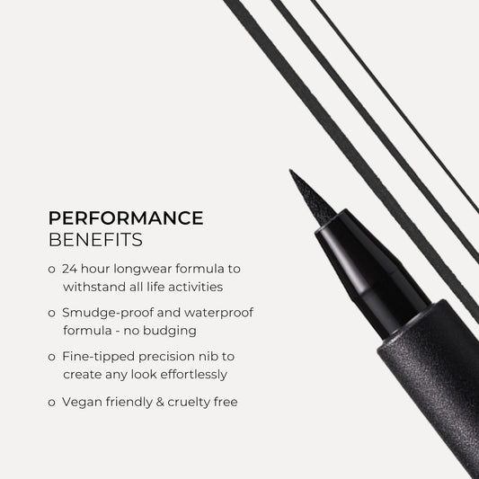 Colorsport 24Hr Waterproof Liquid Eyeliner Pen | Long-Lasting, Smudge-Proof, Fast-Drying | Vegan & Cruelty-Free | Black, 1Ml
