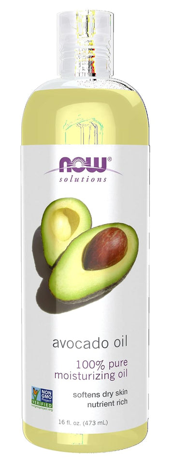 Now Foods Solutions, Avocado Oil, 100% Pure Moisturizing Oil, Nutrient Rich And Hydrating, 16-Ounce