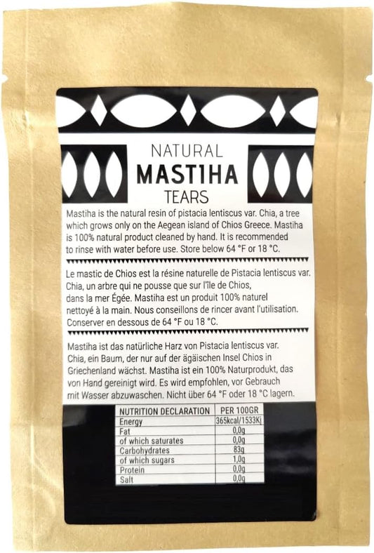 Chios Mastiha Tears Gum Greek 100% Natural Mastic Packs From Mastic Growers (20Gr Small Tears)