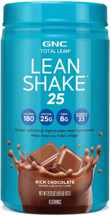 Gnc Total Lean | Lean Shake 25 Protein Powder | High-Protein Meal Replacement Shake | Rich Chocolate | 16 Servings