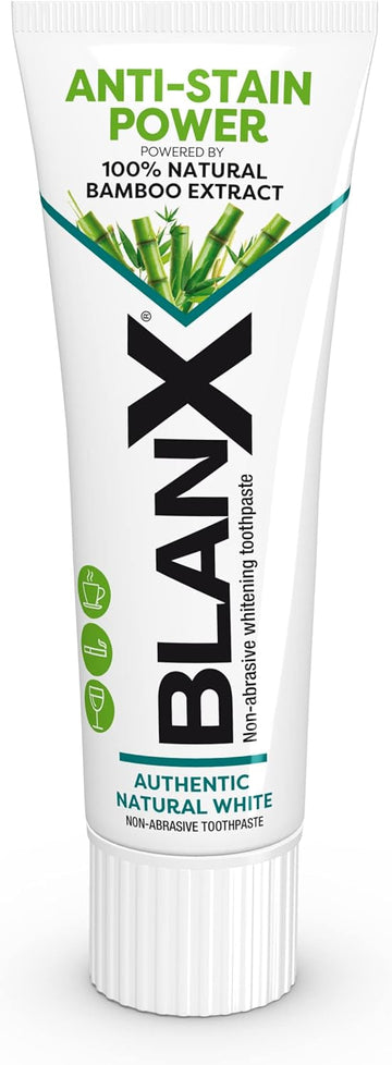 Blanx Anti Stain Toothpaste | Unique Formulation Of Arctic Lichen And 100% Natural Bamboo Extract | Mint Flavor | Suitable For Vegans | 75 Ml (Pack Of 2)