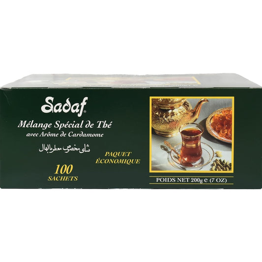 Sadaf Cardamom Tea Bags | Special Blend Cardamom Ceylon Black Tea | Quicktea Product Harvested In Sri Lanka | 100 Bags (Pack Of 2)