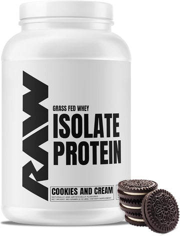 RAW Whey Isolate Protein Powder, Cookies N Cream - 100% Grass-Fed Sports Nutrition Protein Powder for Muscle Growth & Recovery - Low-Fat, Low Carb, Naturally Flavored & Sweetened - 25 Servings