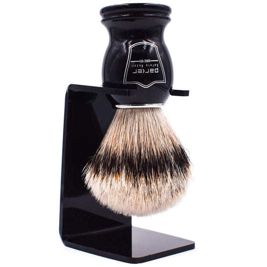 Parker’S 100% Silvertip Badger Bristle Shave Brush – Brush Stand Included (White Handle)