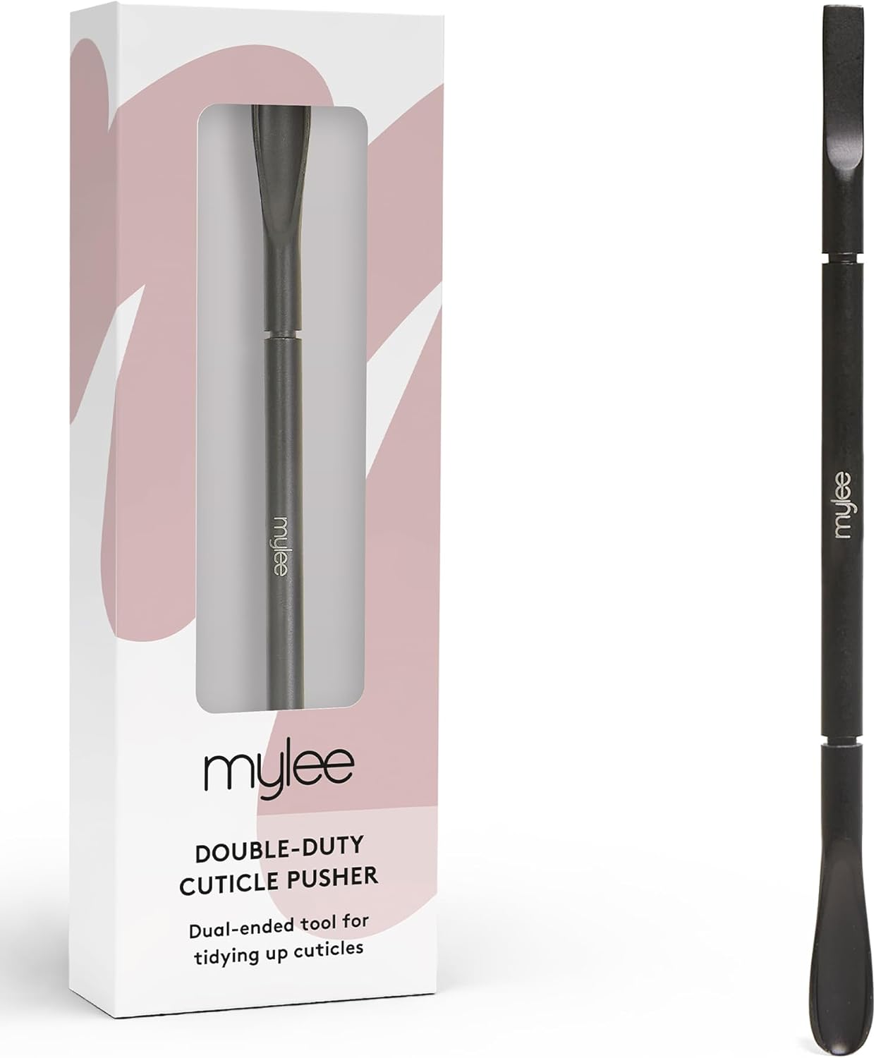 Mylee Cuticle Pusher – Professional, Sleek, Matte Black, Stainless Steel, Duel-Ended Salon-Quality Cuticle Pusher For Nudging Cuticles Back And Scraping Away Hard-To-Remove Skin Debris