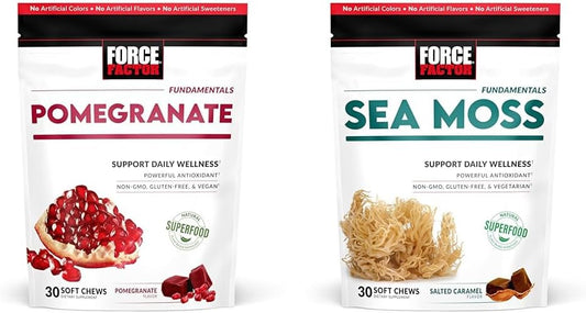 Force Factor Pomegranate & Sea Moss Soft Chews, Superfood Antioxidants For Healthy Aging, Heart Health, Immunity & Digestion Support, Non-Gmo, Gluten-Free, 30 Count