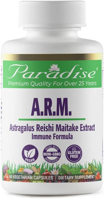 Paradise Herbs Astragalus Reishi And Maitake Plus Vegetarian Capsules, 60 Count