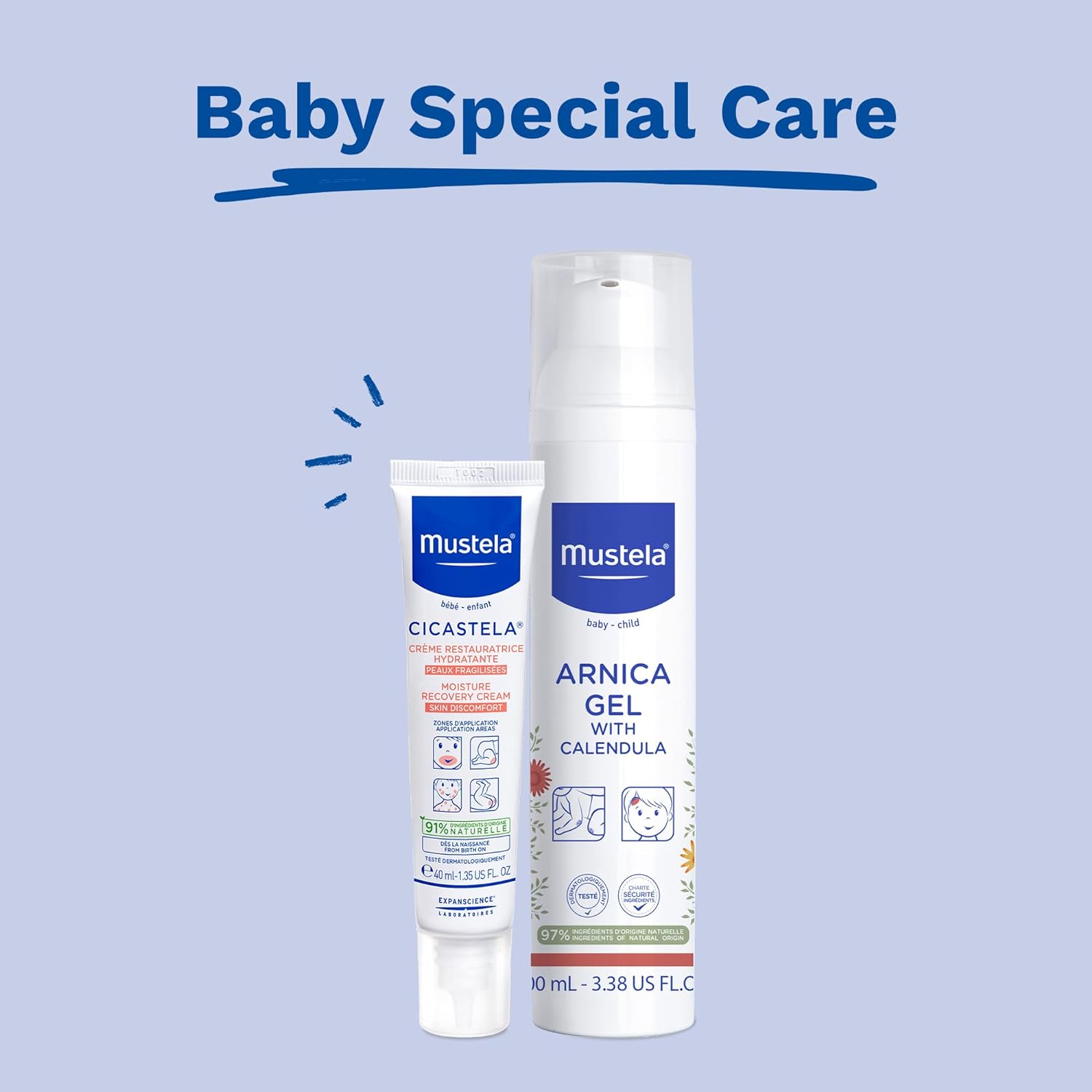 Mustela Cicastela Moisture Recovery Cream - Multipurpose Baby Ointment for Skin Discomfort - with Natural Avocado & Hyaluronic Acid - Fragrance-Free - 1.35 fl. Oz : Baby