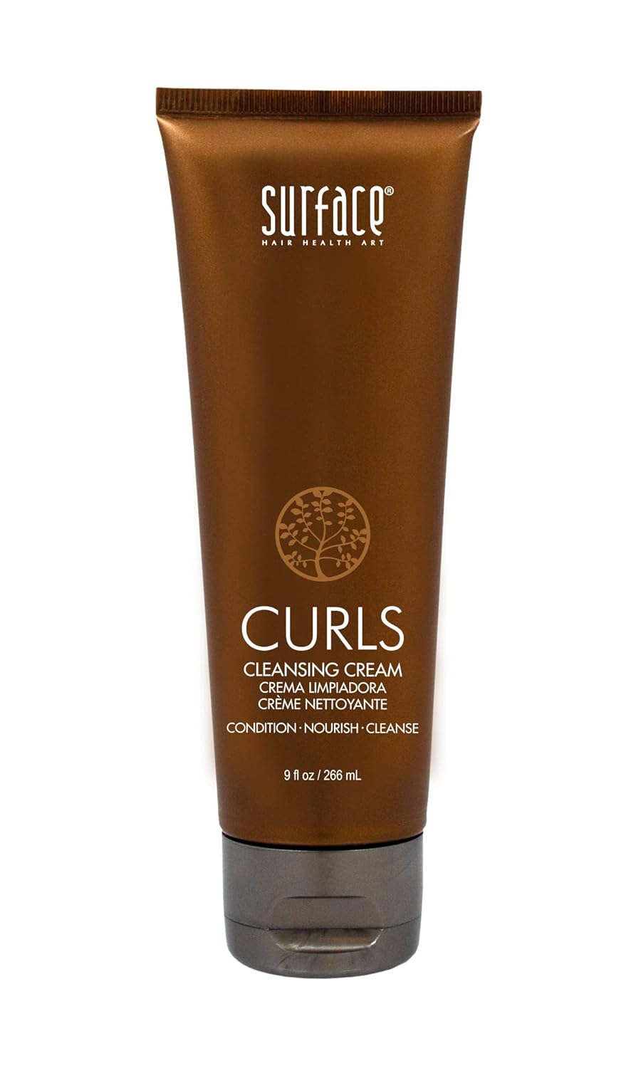 Surface Hair Curls Cleansing Cream, Vegan And Paraben Free, No Lather Gentle Cleansing Conditioner For Curly And Wavy Hair, 9 Fl. Oz