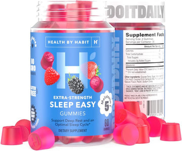 Health By Habit Sleep Supplement (60 Gummies) - 5Mg Melatonin, Support Deep Restful Sleep, Relaxation, And Calmness, Mixed Berry Flavor, Vegetarian, Gluten Free, Non-Gmo