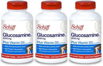 Schiff Glucosamine 2000mg with Vitamin D3 and Hyaluronic Acid, 150 Tablets - Joint Supplement (Pack of 3)