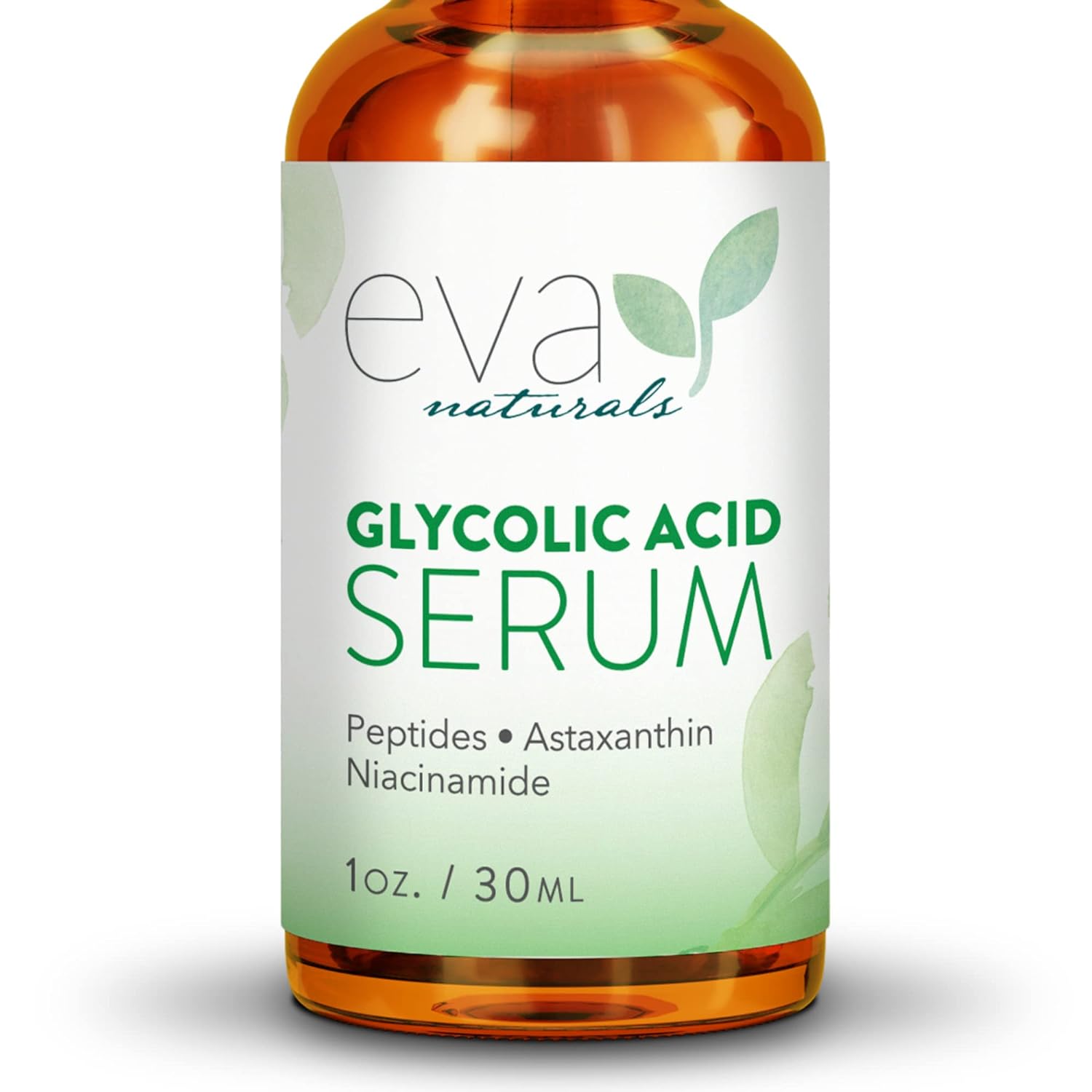 Eva Naturals Glycolic Acid Serum - Anti-Aging Vitamin C & Hyaluronic Acid Skin Brightening Formula Helps To Minimize & Exfoliate Pores, Reduce Fine Lines, Wrinkles, Acne Scarring & Breakouts - 1 Oz