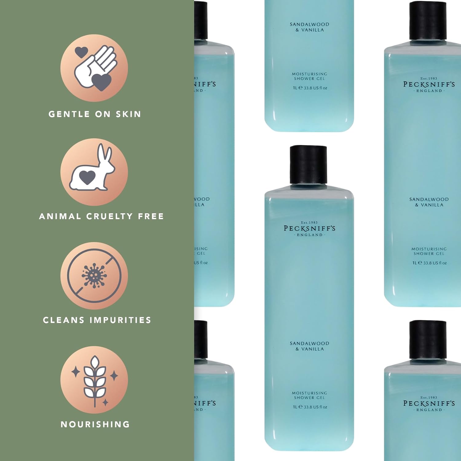 Pecksniff'S Vitamin Enriched Shower Gel - Sandalwood & Vanilla 33.8 Fl Oz (No Pump) : Beauty & Personal Care