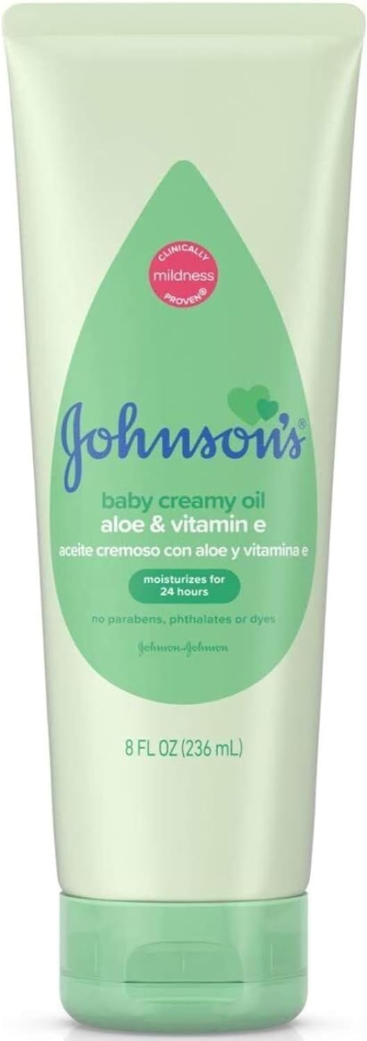 Johnson & Johnson Johnson's Baby Creamy Oil, Aloe & Vitamin E, 8 Ounce (Pack of 6)