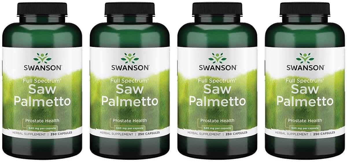 Swanson Saw Palmetto - Herbal Supplement Promoting Male Prostate Health Support - Natural Hair Supplement & Urinary Health Support (540 Mg 250 Capsules) 4 Pack