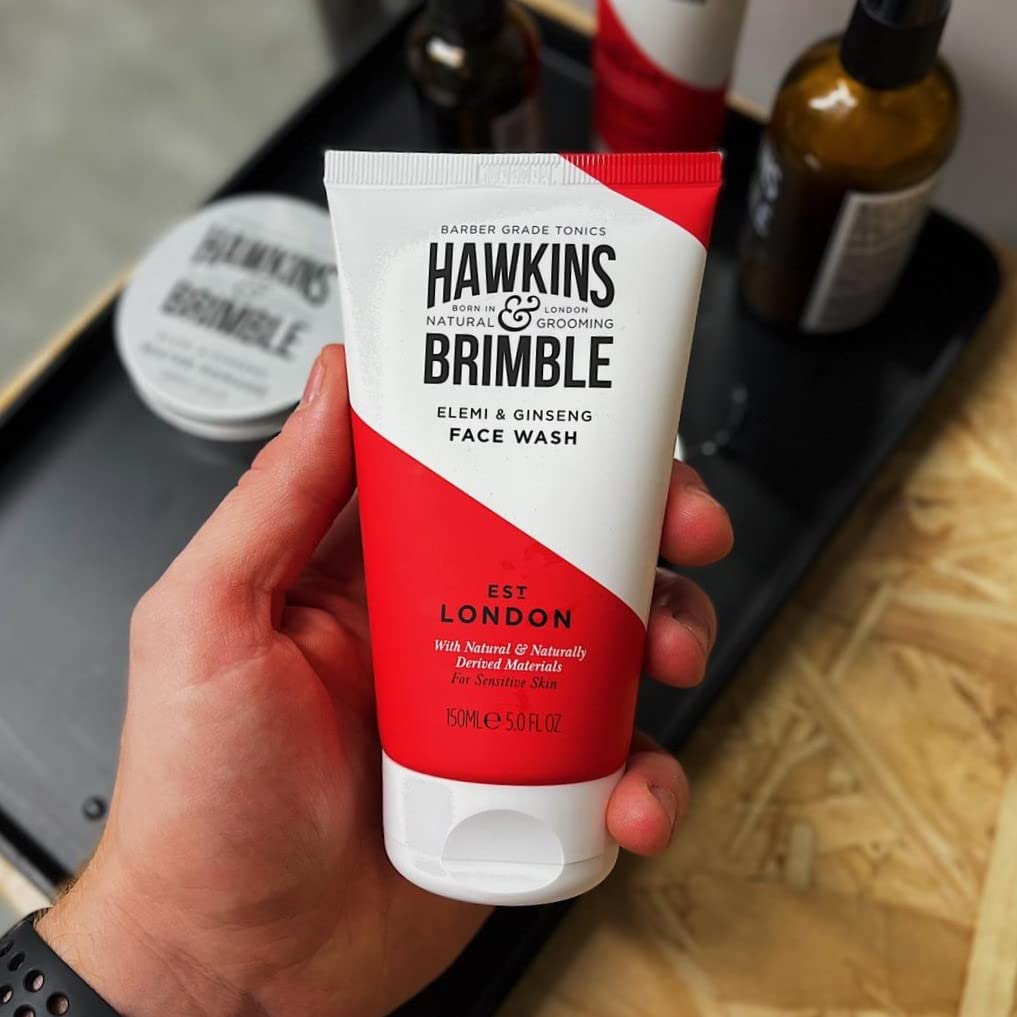 Hawkins & Brimble - Mens Face Wash, 150Ml - Aloe Vera Face Wash For Sensitive Skin, Cool Assist In Removal Of Excess Oil, Soothe, Refresh, Cleansing & Remove Dirt - Elemi & Ginseng Signature Fragrance : Beauty & Personal Care