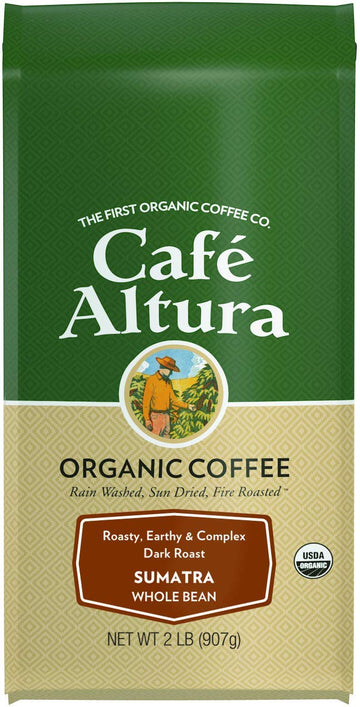 Cafe Altura Whole Bean Organic Coffee, Sumatra Dark Roast