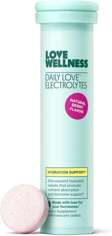 Love Wellness Daily Love Electrolytes | Hydration Tablets For Women | Supports Nutrient Absorption | Healthy Hormone Balance | Energy | Healthy Cortisol Level | Health Mood | 12 Tablets, Berry Flavor