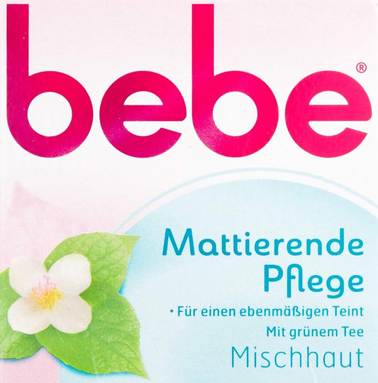 bebe Schönmatt Matte Care (50 ml), Matte Face Cream for Combination Skin with Green Tea, Light Moisturising Cream for the Face and a Healthy and Smooth Look