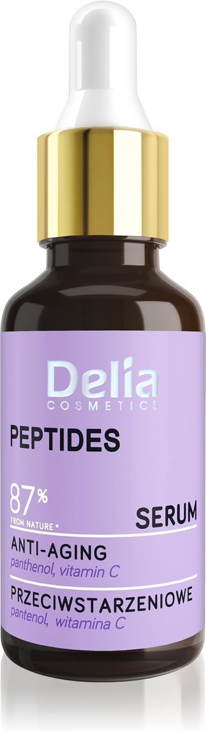Delia Cosmetics - Anti-Wrinkle Serum - Peptides - Mature Skin - Reduces Wrinkles. Evens Out Skin Tone. Delay Aging Process - Smooth, Firm Skin - Vegan - 30Ml