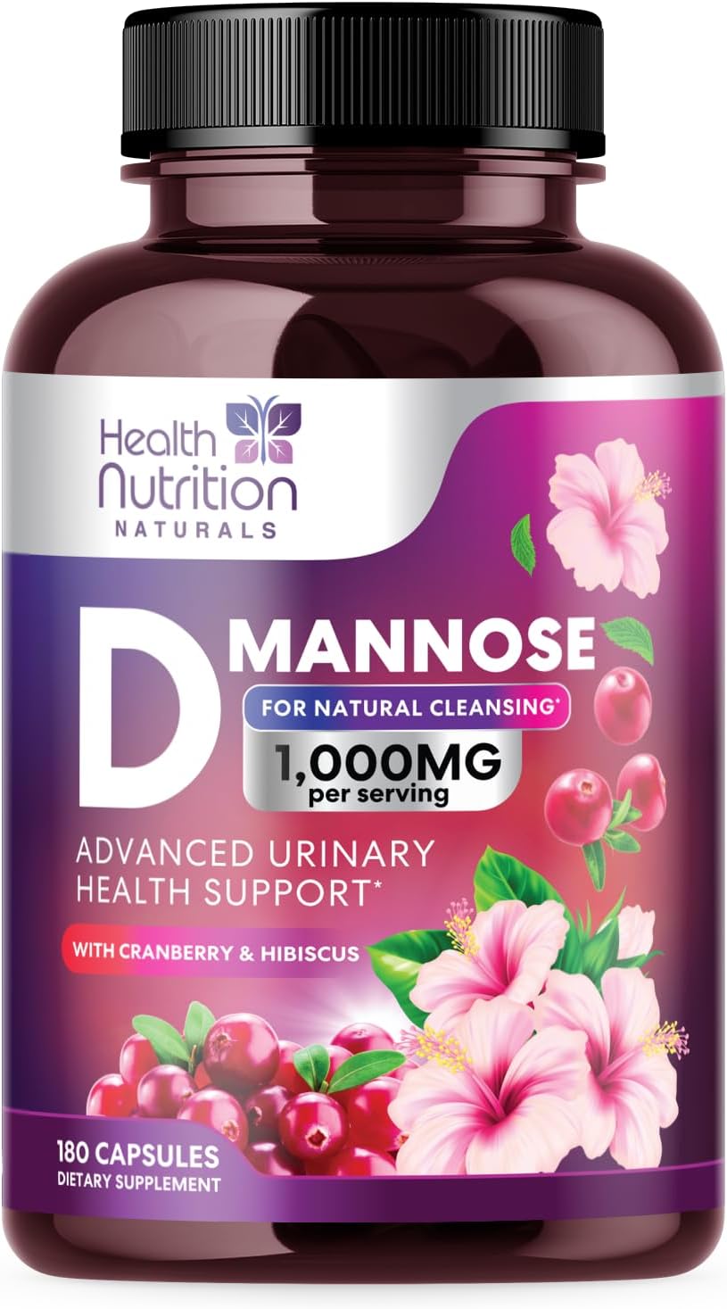 D-Mannose & Cranberry Extract 1350Mg Advanced Formula, Fast-Acting Natural Urinary Tract Health Support For Women & Men, Flush Impurities In Urinary Tract & Bladder, Non-Gmo, Vegan - 180 Capsules