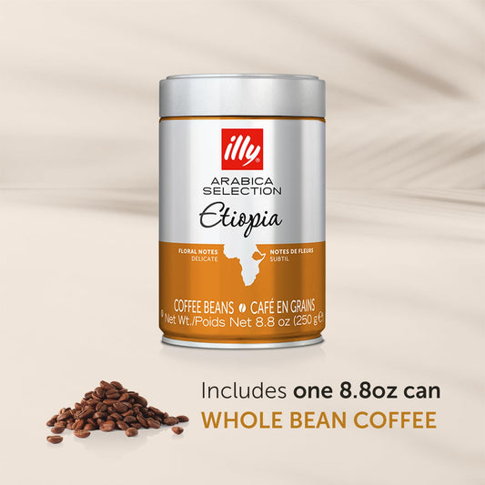 illy Whole Bean Coffee - Perfectly Roasted Whole Coffee Beans – Etiopia Bold Roast – Gentle Notes of Jasmine – Floral Notes - 100% Arabica Coffee - No Preservatives – 8.8 Ounce