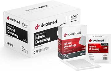 Dealmed Sterile Bordered Gauze Island Dressings – 150 Count, 4" X 4" Gauze Pads, Disposable, Latex-Free, Adhesive Borders With Non-Stick Pads, Wound Dressing For First Aid Kit And Medical Facilities