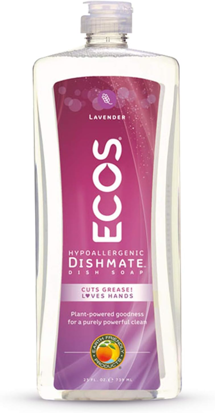 Earth Friendly Products ECOS Dishmate, Dishwashing Liquid, Natural Lavender, 25 oz, grape (97276)