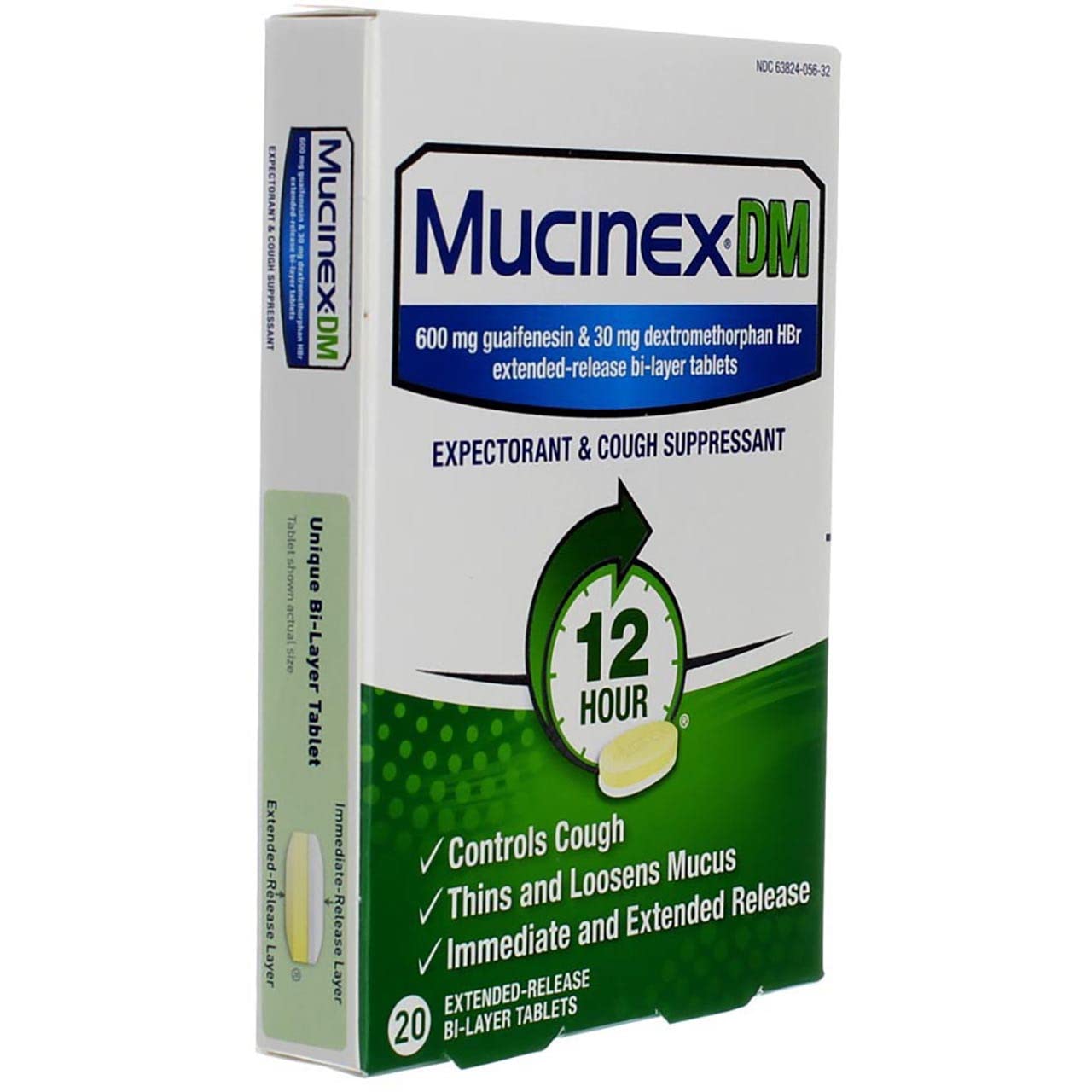 Mucinex DM 12-Hour Expectorant and Cough Suppressant Tablets, 20 Count : Health & Household