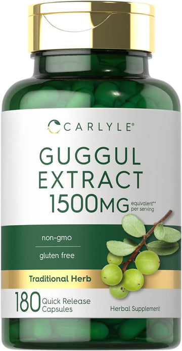 Carlyle Guggul Extract 1500mg | 180 Capsules | Guggulsterone Supplement | Non-GMO and Gluten Free