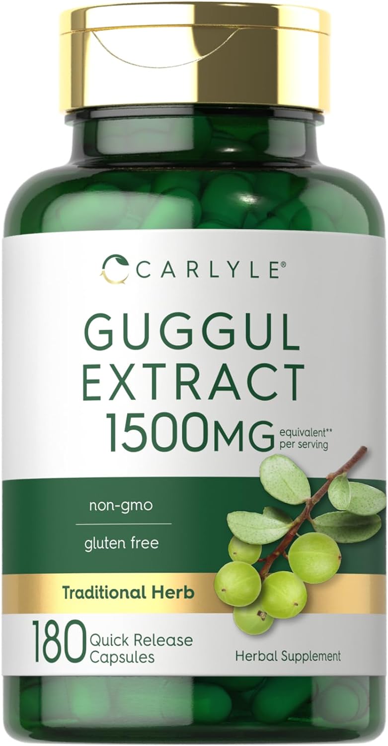Guggul Extract 1500mg | 180 Capsules | Guggulsterone Supplement | Non-GMO and Gluten Free | by Carlyle
