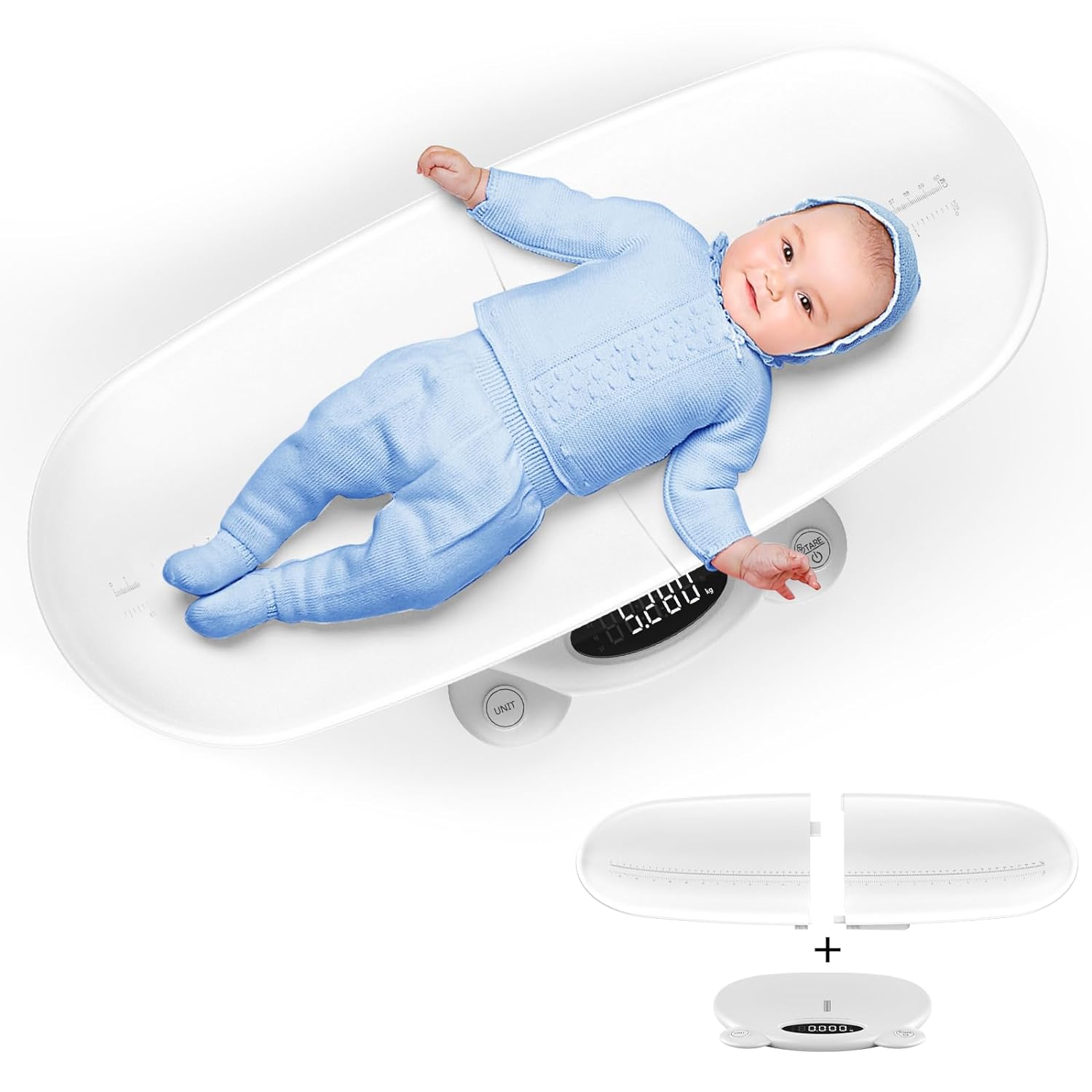 Digital Baby Weight Scale - Weighing Scale for Pet Infant Toddler - Removable Scales for Body Weight with Hold Function&Height Measurement