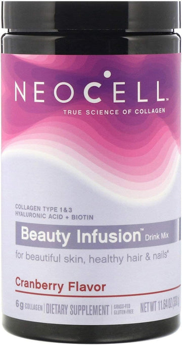 Neocell Beauty Infusion Refreshing Collagen Drink Mix Supplement, Cranberry Cocktail,11.6